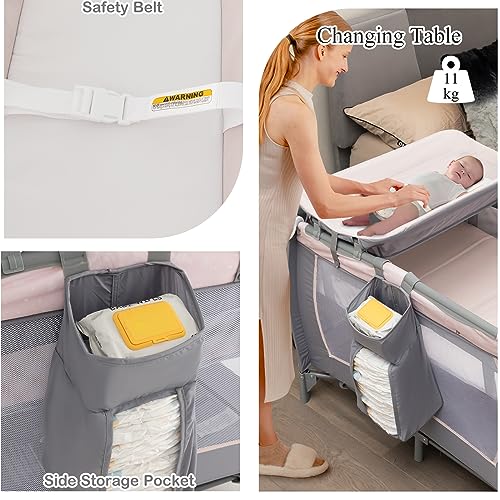Maxmass Baby Travel Cot, Portable 5-in-1 Nursery Center