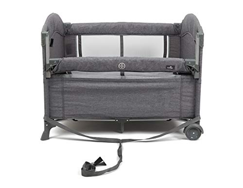 Babylo Deluxe Co-Sleeper Travel Cot, Grey Mélange