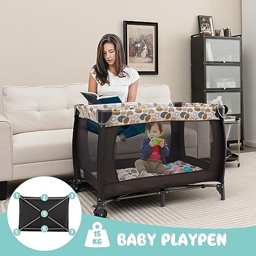 COSTWAY 5-in-1 Portable Baby Bed with Changing Table