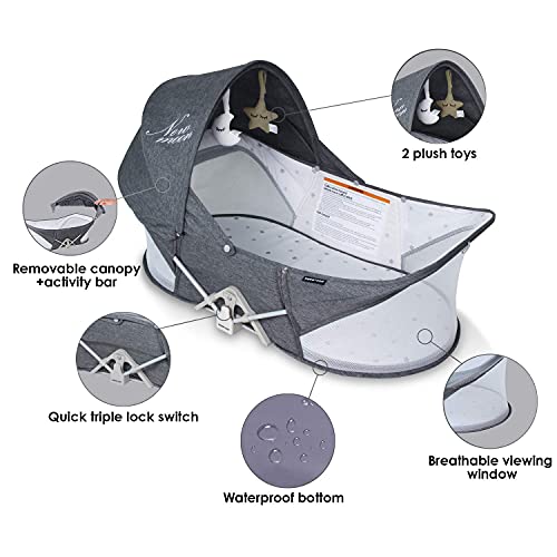 Portable Baby Bed Travel Bassinet with Mosquito Net (Dark Grey)