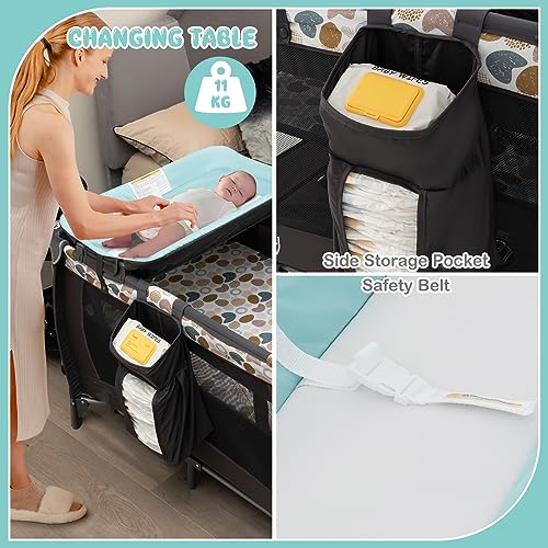 COSTWAY 5-in-1 Portable Baby Bed with Changing Table