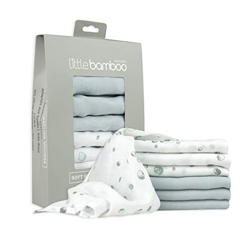 Bamboo Muslin Baby Wash Cloths, 6 Pack, 30 x 30 cm