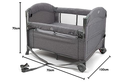 Babylo Deluxe Co-Sleeper Travel Cot, Grey Mélange
