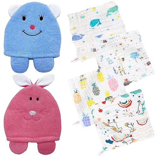 6 Pack Baby Washcloths Muslin, Soft Muslin Cloths