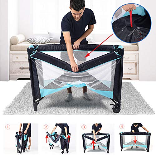 Portable Folding Baby Crib Playpen 125x66cm, Travel Bed