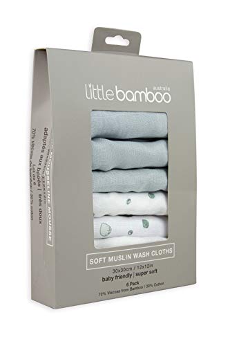 Bamboo Muslin Baby Wash Cloths, 6 Pack, 30 x 30 cm