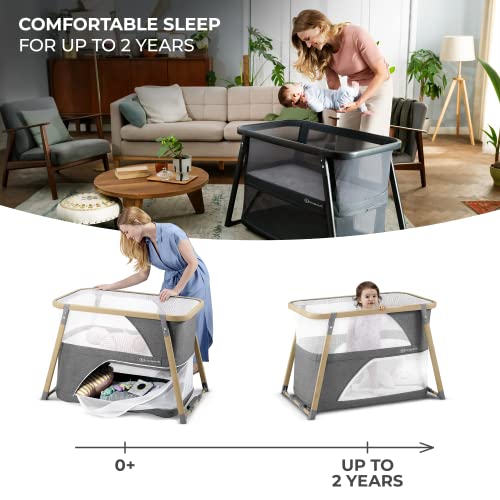Kinderkraft 4-in-1 Cot & Playpen Combo, Scandinavian Style