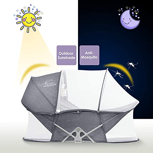 Portable Baby Bed Travel Bassinet with Mosquito Net (Dark Grey)