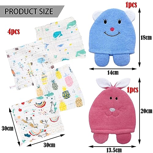 6 Pack Baby Washcloths Muslin, Soft Muslin Cloths