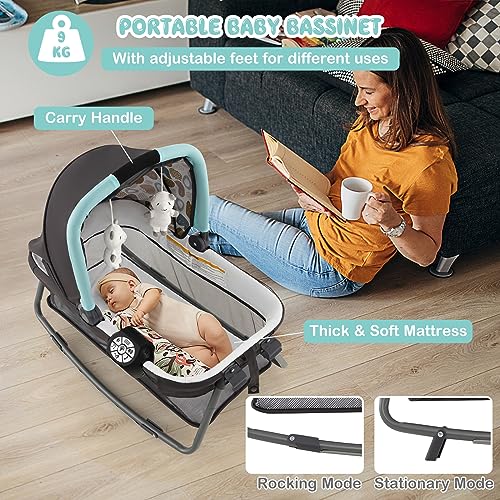 COSTWAY 5-in-1 Portable Baby Bed with Changing Table
