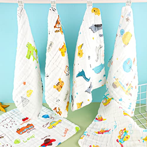 6 Pack Soft Muslin Washcloths for Baby Boys