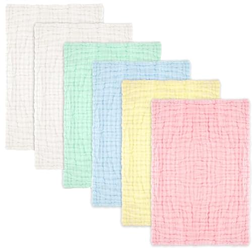 Soft Muslin Cloths, Reusable, 6-Pack for Babies