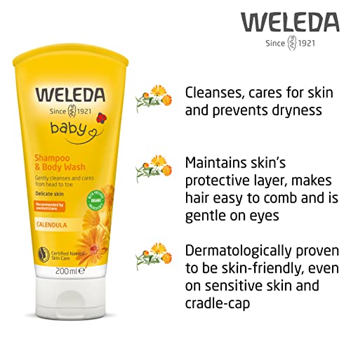Weleda Calendula Baby Hair and Body Shampoo, 200 ml