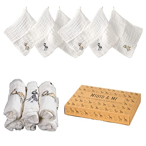 MTOTO & ME | Cotton Muslin Baby Wash Cloths (6 Pack | White | 30 x 30cm)