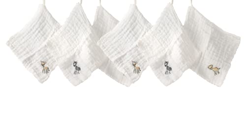 MTOTO & ME | Cotton Muslin Baby Wash Cloths (6 Pack | White | 30 x 30cm)
