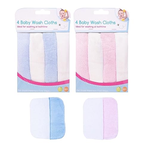 8 Baby Washcloths - Soft Microfibre Flannels, Ideal for Bathtime