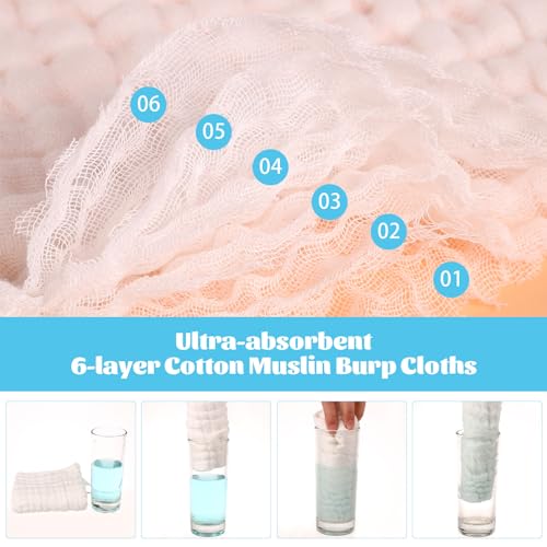 Soft Muslin Cloths, Reusable, 6-Pack for Babies