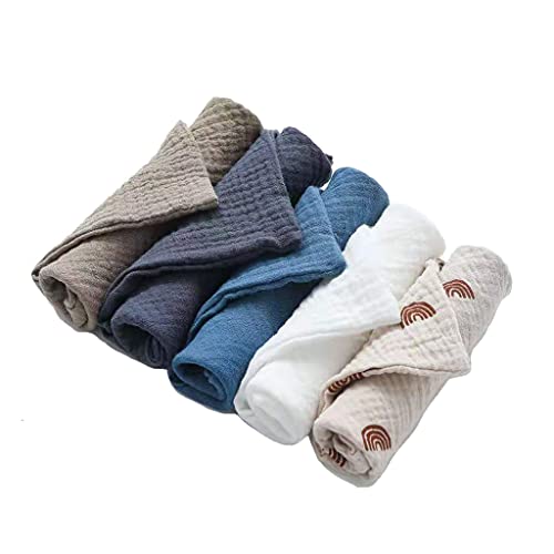 Baby Washcloths, 5-Pack Muslin Squares, Super Soft