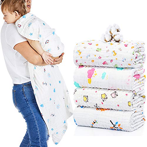 Baby Bath Towels Muslin Blanket, 6 Layer 41.5" x 41.5