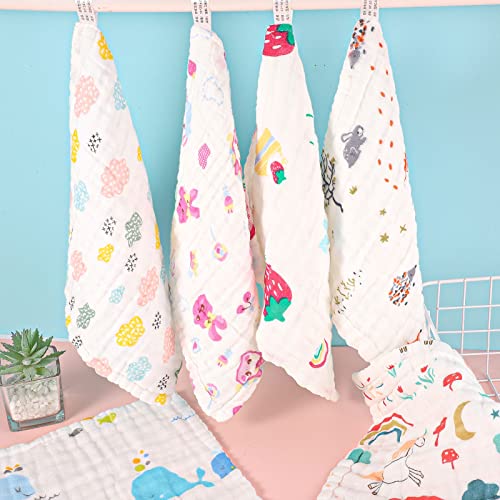 Soft Muslin Baby Washcloths for Girls - 6 Pack