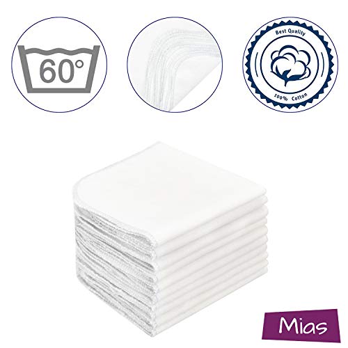 Mias 10 White Cotton Baby Washcloths
