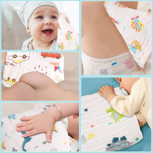 6 Pack Soft Muslin Washcloths for Baby Boys