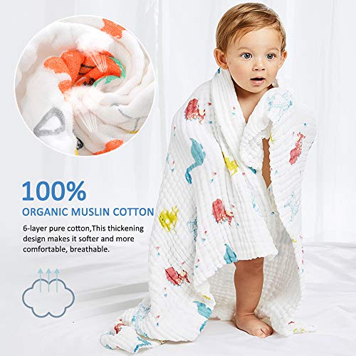 Baby Bath Towels Muslin Blanket, 6 Layer 41.5" x 41.5