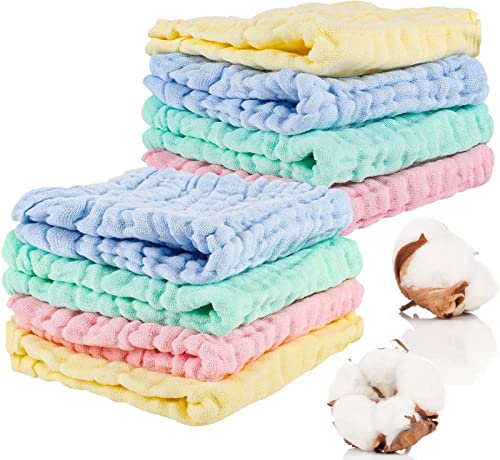 8-Pack Soft Muslin Burp Cloths for Newborns