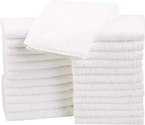 24-Pack White Cotton Washcloths for Babies, 30 cm x 30 cm