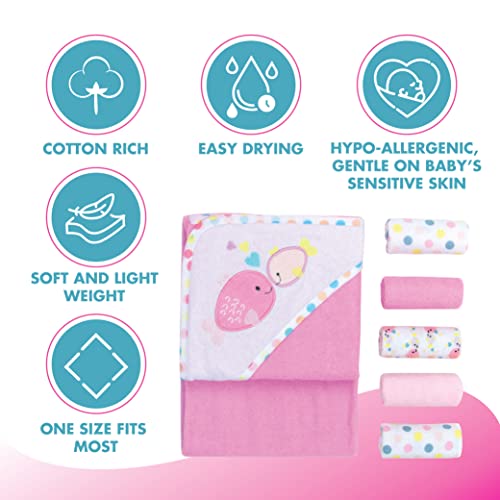 Mother's Choice Hooded Baby Towel + 5 Face Cloths