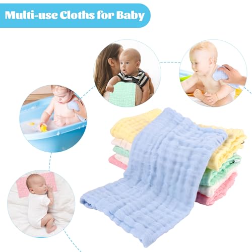 Soft Muslin Cloths, Reusable, 6-Pack for Babies