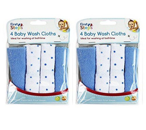 8-Pack Soft Baby Wash Cloths for 0+ Months