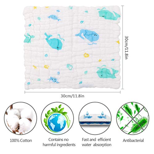 ABirdon Organic Cotton Muslin Squares, 10 Pack