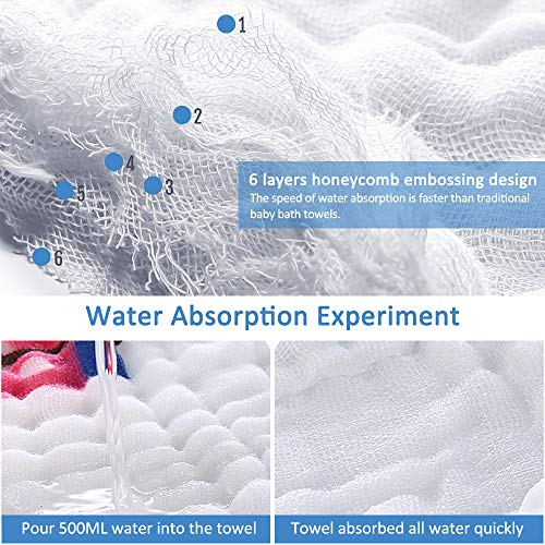 Baby Bath Towels Muslin Blanket, 6 Layer 41.5" x 41.5