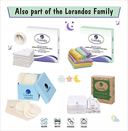 Lorandos 25 Reusable Baby Wipes: Soft Cotton Terry