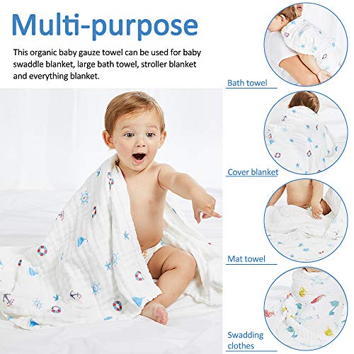 Baby Bath Towels Muslin Blanket, 6 Layer 41.5" x 41.5