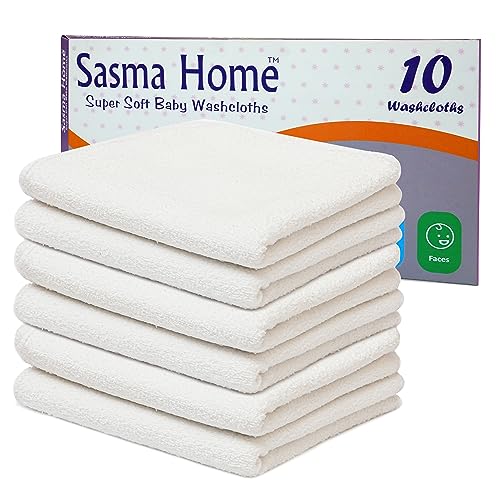 Sasma Home - 10 Pack Large Baby Washcloth
