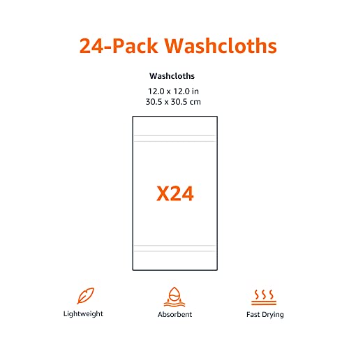 24-Pack White Cotton Washcloths for Babies, 30 cm x 30 cm