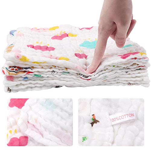 ABirdon Organic Cotton Muslin Squares, 10 Pack