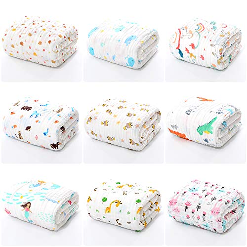 Baby Bath Towels Muslin Blanket, 6 Layer 41.5" x 41.5