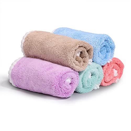 Soft Baby Towels, 5 Pack Flannel Face Cloths