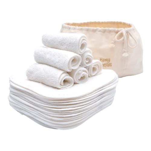 25-Piece Bamboo Reusable Wash Cloth & Baby Wipes