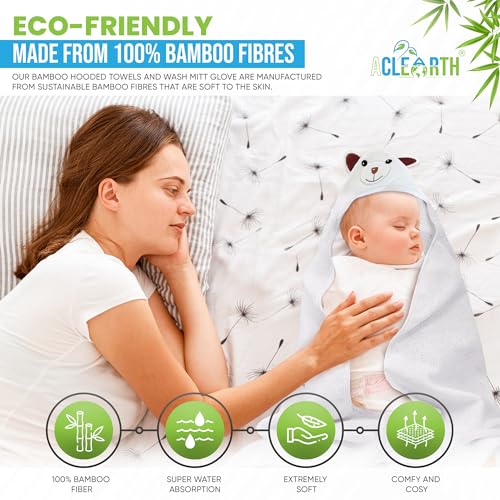 ACLEARTH® Bamboo Hooded Towel, Soft & Absorbent