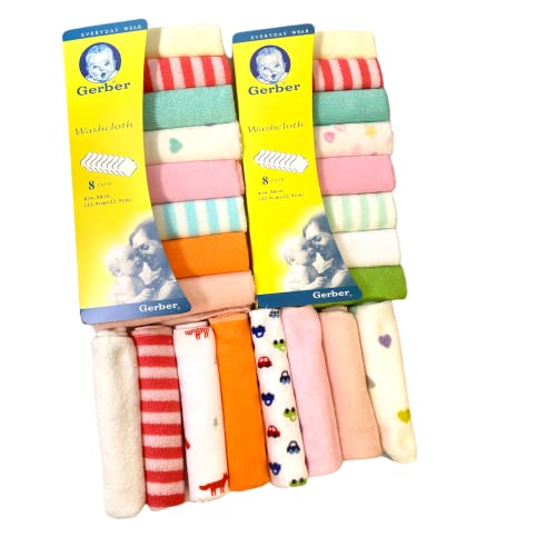 Colorful 8-Pack Baby Soft Washcloth Set