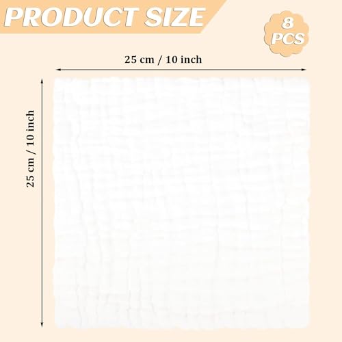 Soft Muslin Cloths for Baby, 8-Pack, White