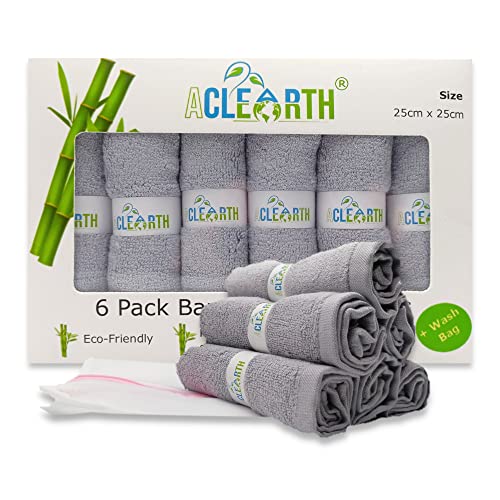 ACLEARTH® Grey Bamboo Wash Cloths (6 pc)