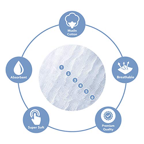 Soft Muslin Cotton Baby Washcloths, Pack of 10