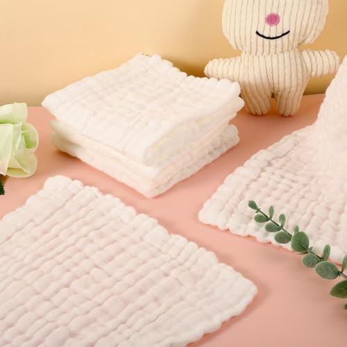 Soft Muslin Cloths for Baby, 8-Pack, White