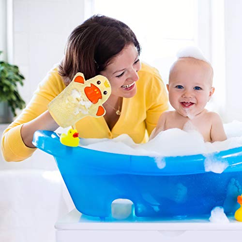 Cute Animal Baby Bath Mitts - Yellow Duck & Shark Design