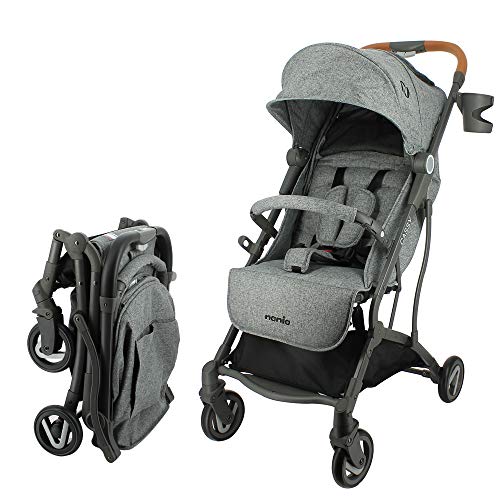Compact Gray Cassy Stroller, Folds with One Hand